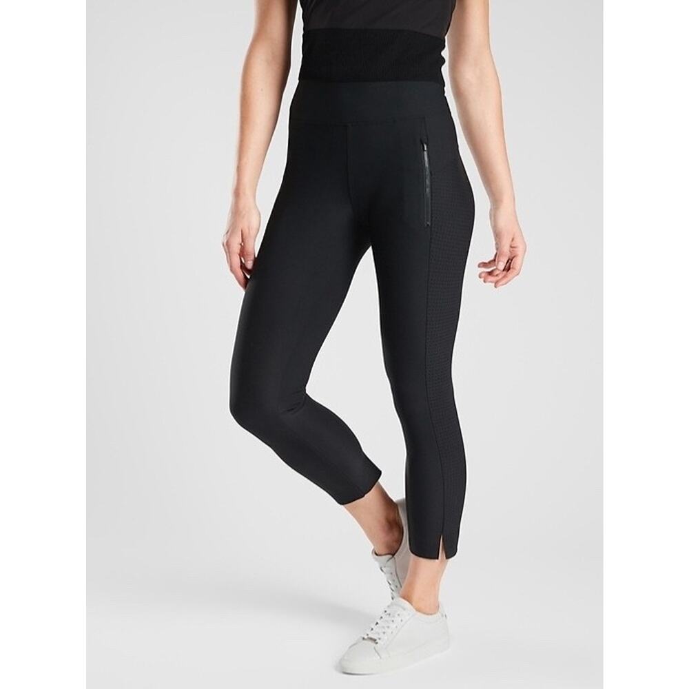 Athleta Leggings Stellar Cropped Zipper‎ Pockets Black Medium